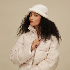 Women's Rolled Knit Hat - CREAM