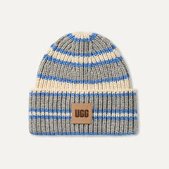 Women's Chunky Rib Beanie - TURACO BLUE MULTI STRIPE