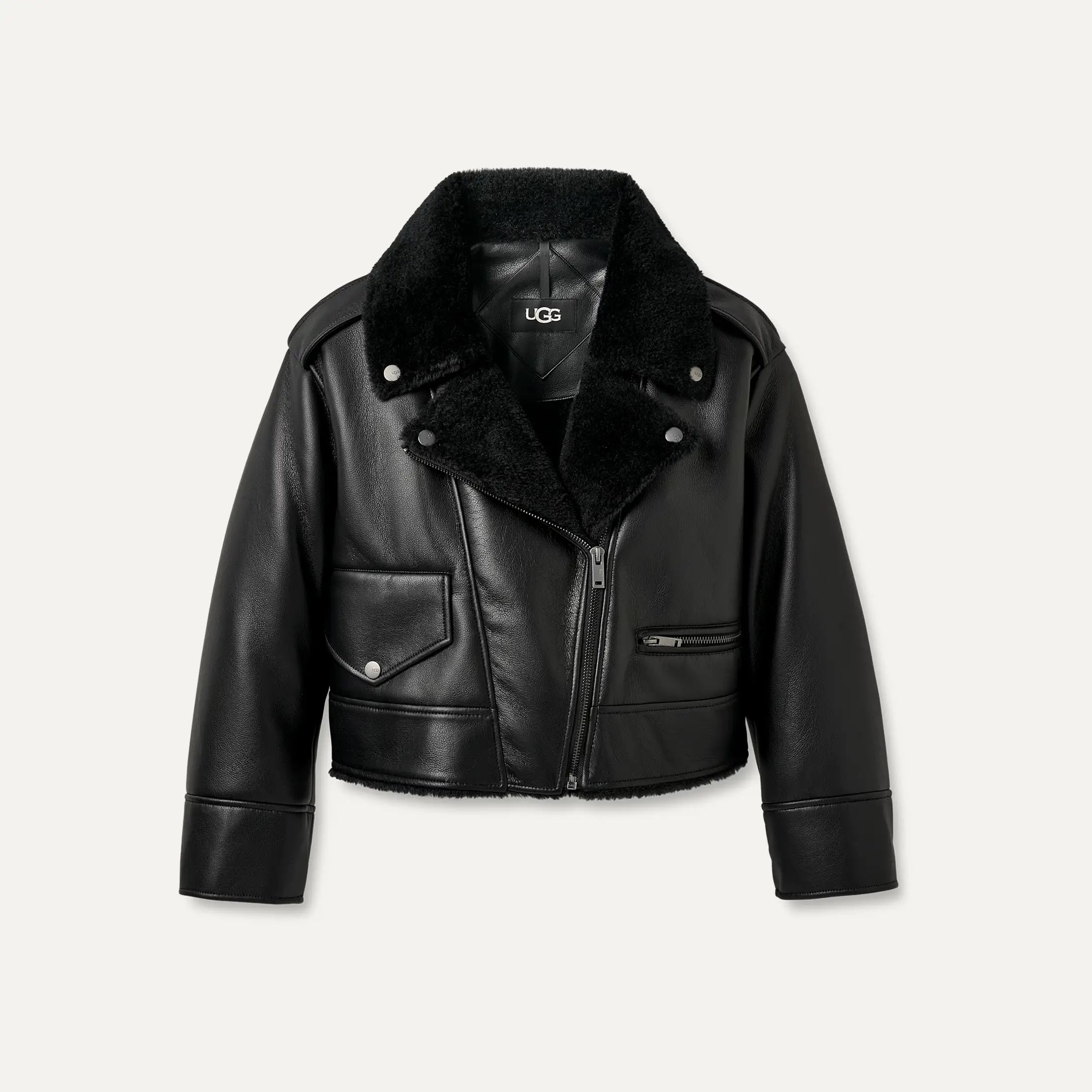 Women's Finnian LuxeFluff Moto Jacket - BLACK