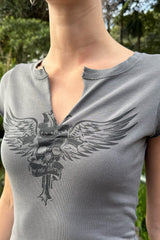Mila Winged Skulls Top