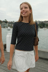 Navy with White Polka Dots / XS/S