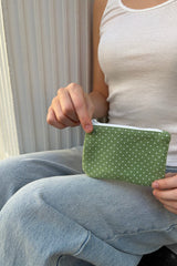 Green with White Polka Dots