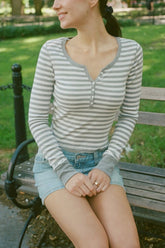 Heather Grey and White Stripes / XS/S