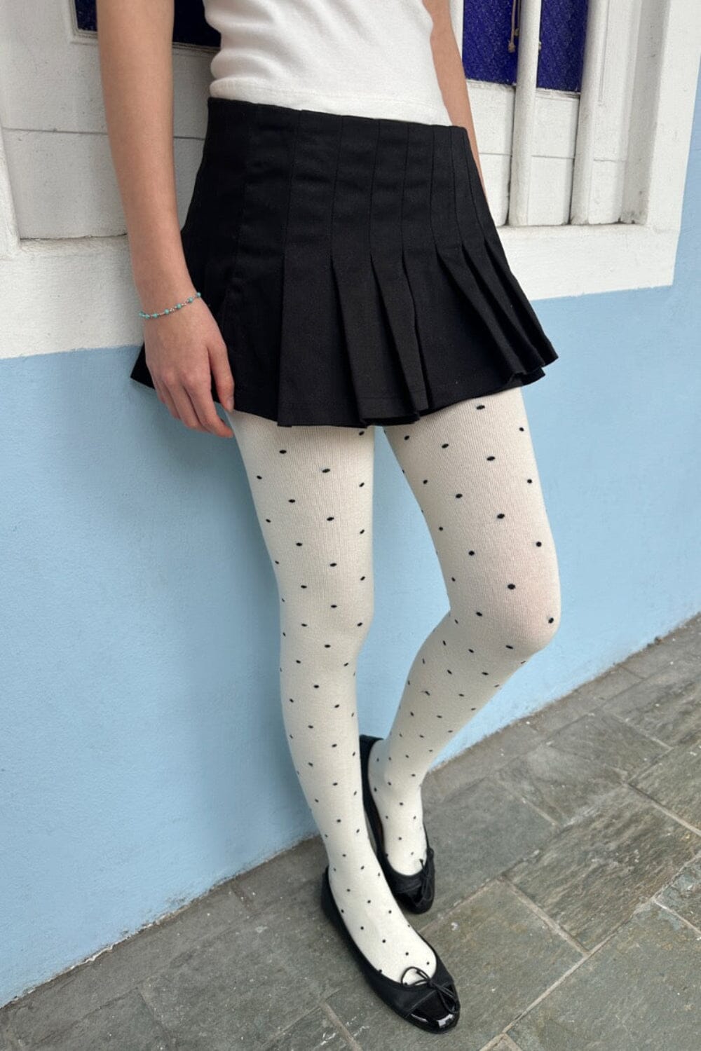White with Black Polka Dots