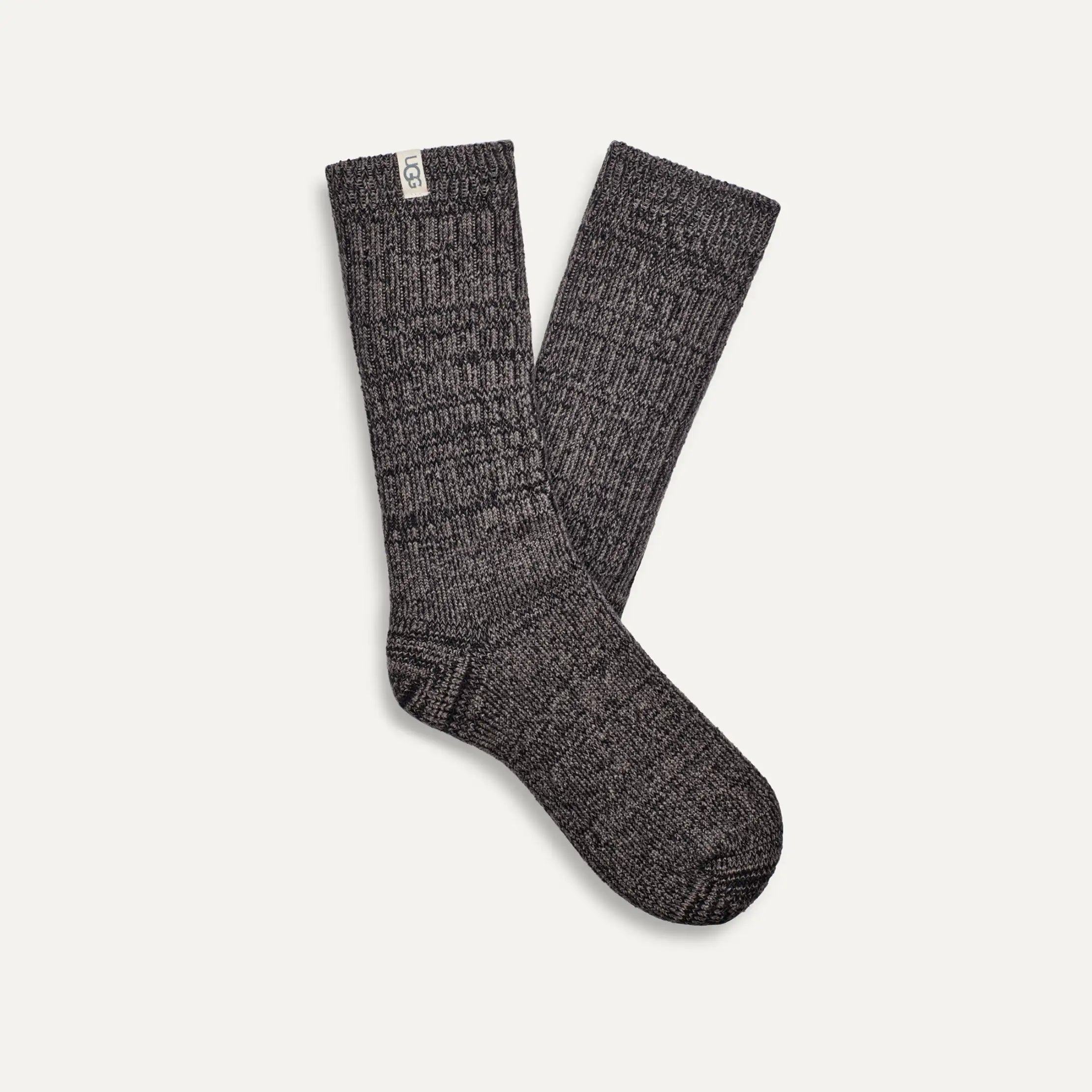 Women's Rib Knit Slouchy Crew Sock - GREY / BLACK