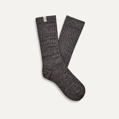 Women's Rib Knit Slouchy Crew Sock - GREY / BLACK