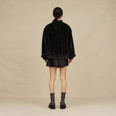 Women's Rib Knit Slouchy Crew Sock - GREY / BLACK