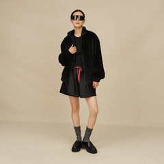 Women's Rib Knit Slouchy Crew Sock - GREY / BLACK