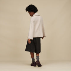 Women's Rib Knit Slouchy Crew Sock - GREY / BLACK