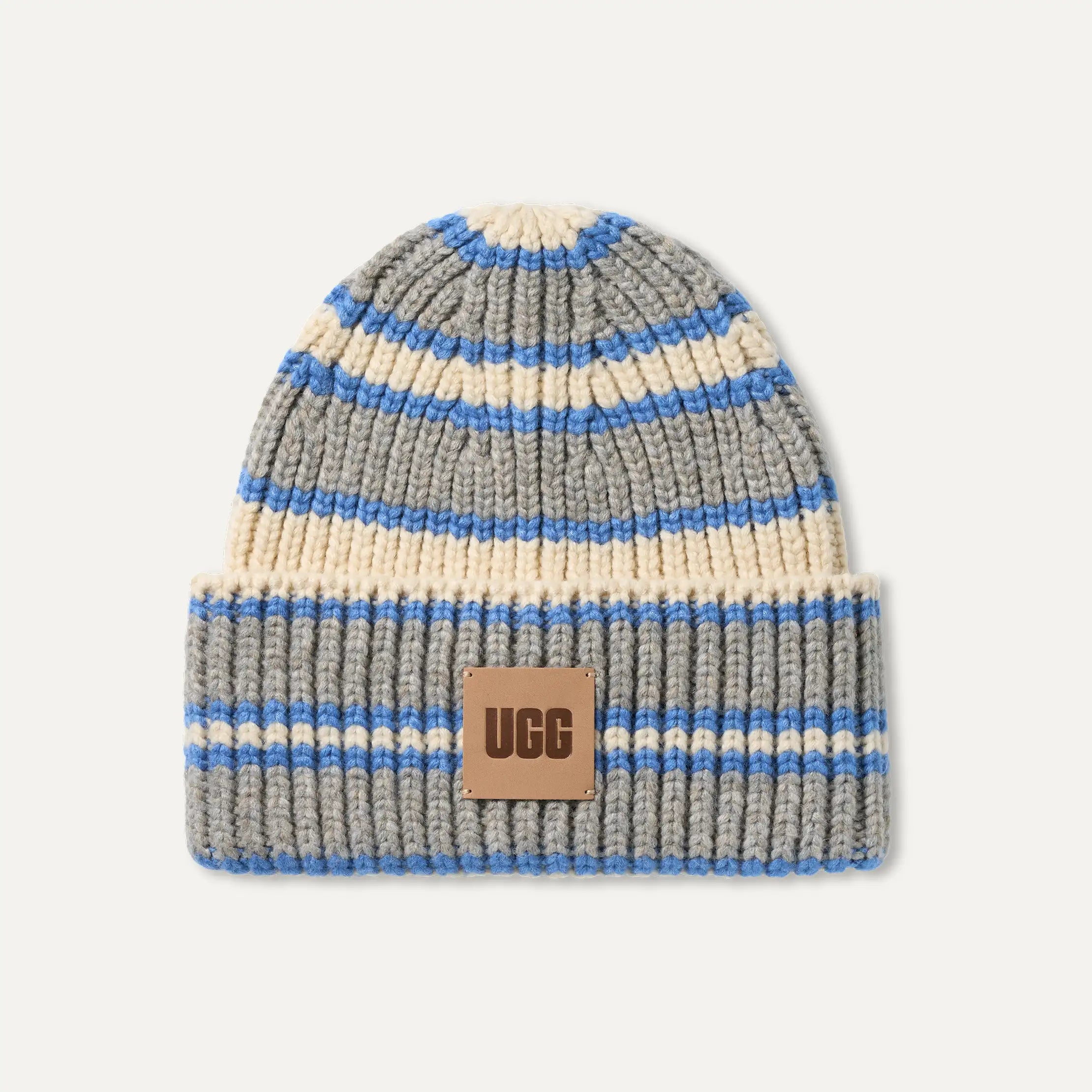 Women's Chunky Rib Beanie - TURACO BLUE MULTI STRIPE