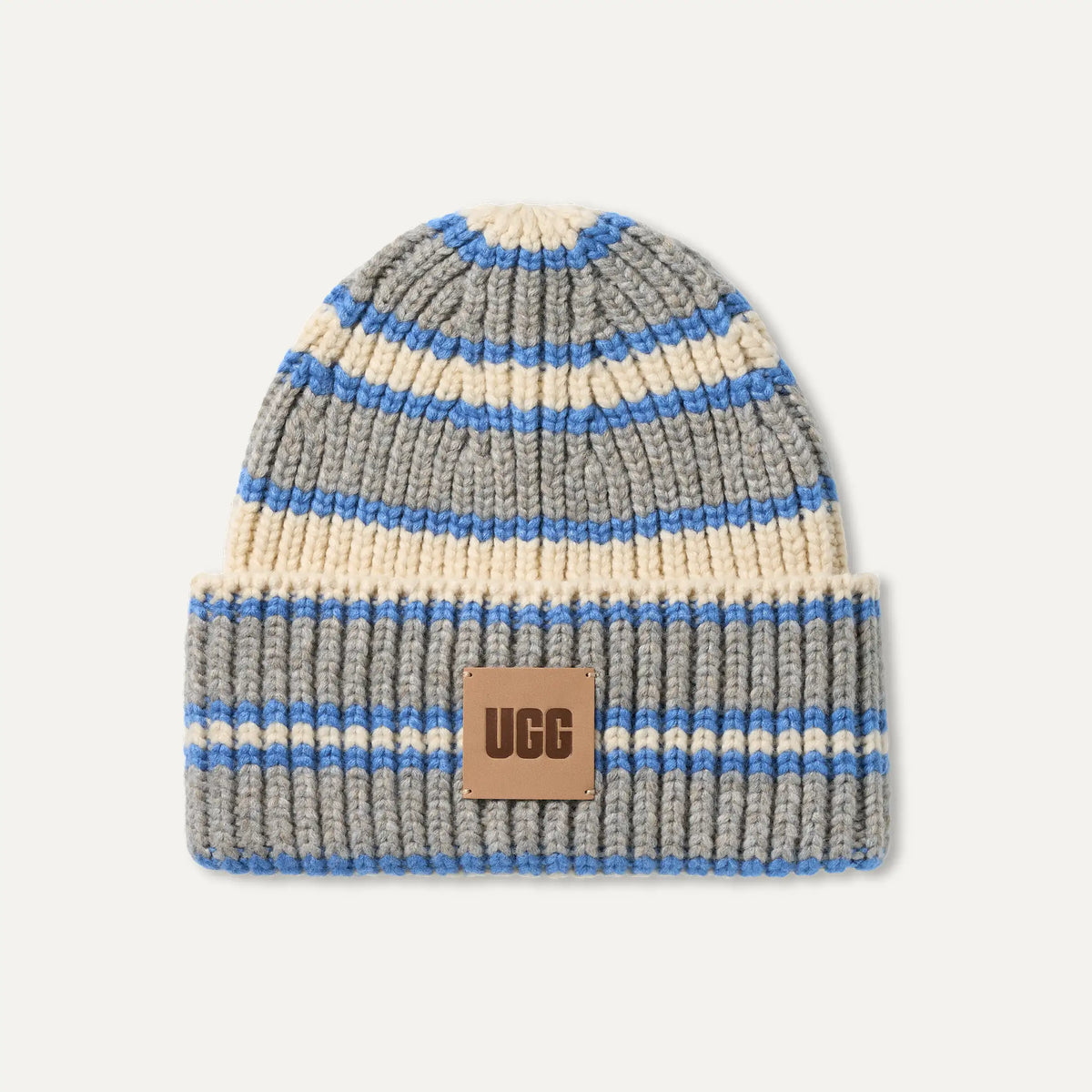 Women's Chunky Rib Beanie - TURACO BLUE MULTI STRIPE