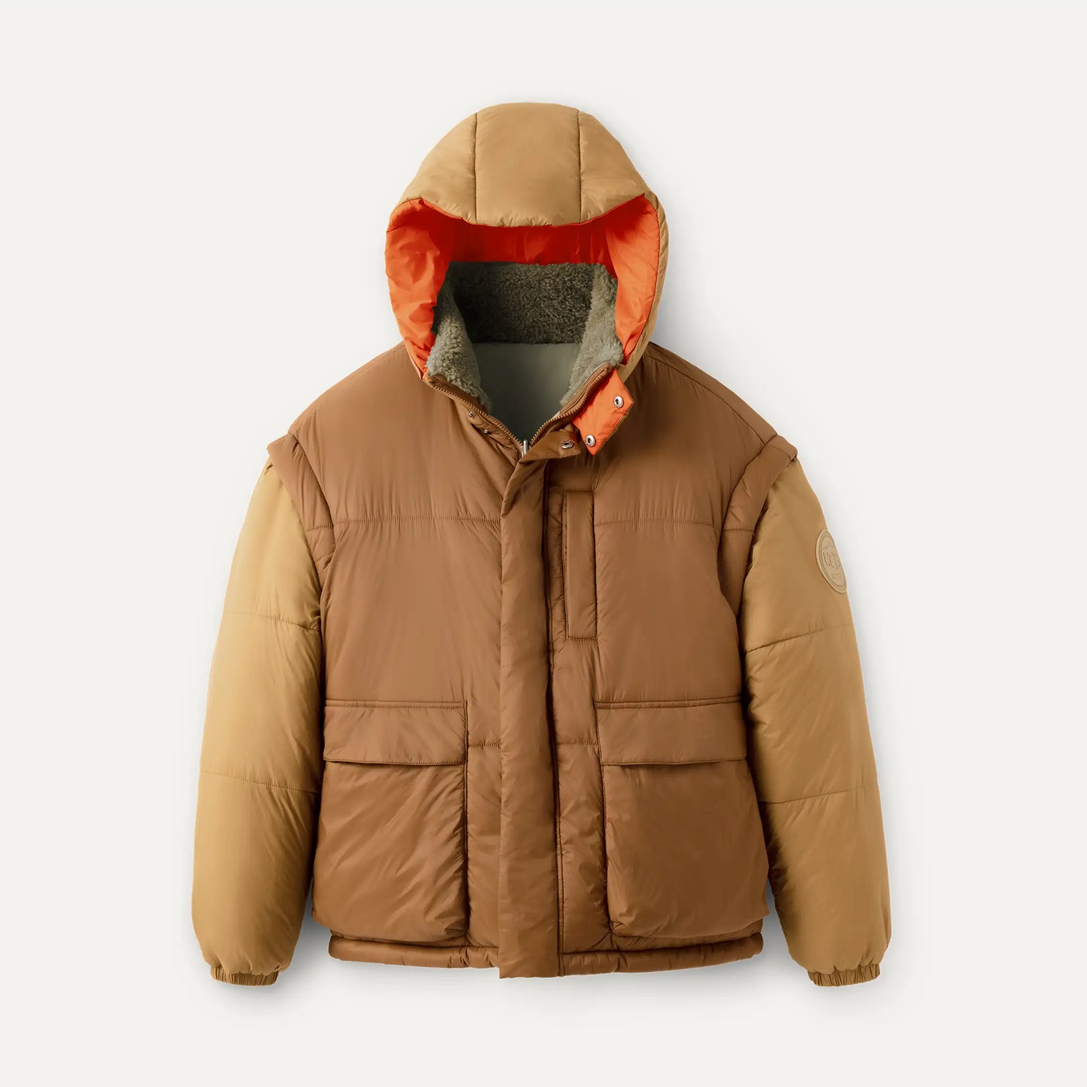 All Gender Kristian Conv Puffer Coat - PECAN / MOSS GREEN