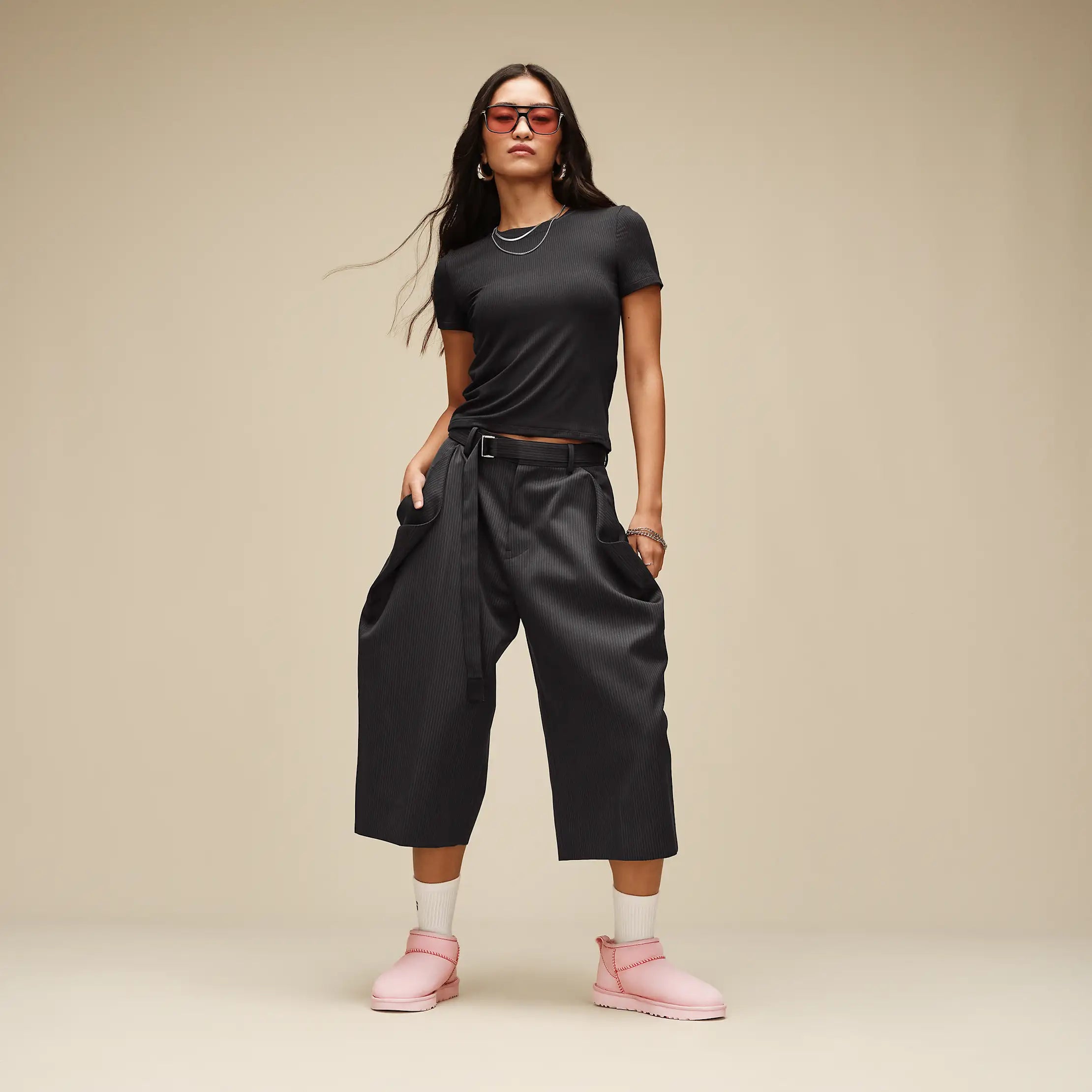 Women's Miriam Baby Tee Rib - BLACK