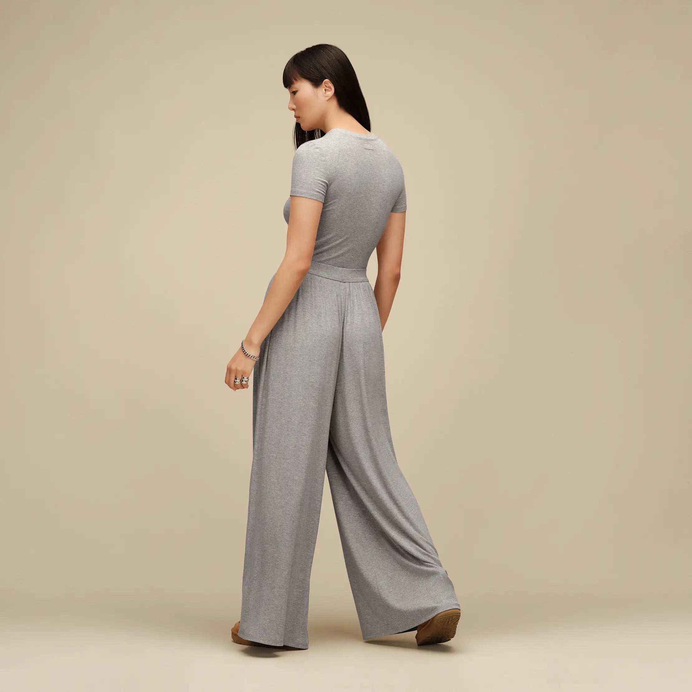 Women's Imogen Wide Leg Pant Rib - GREY HEATHER