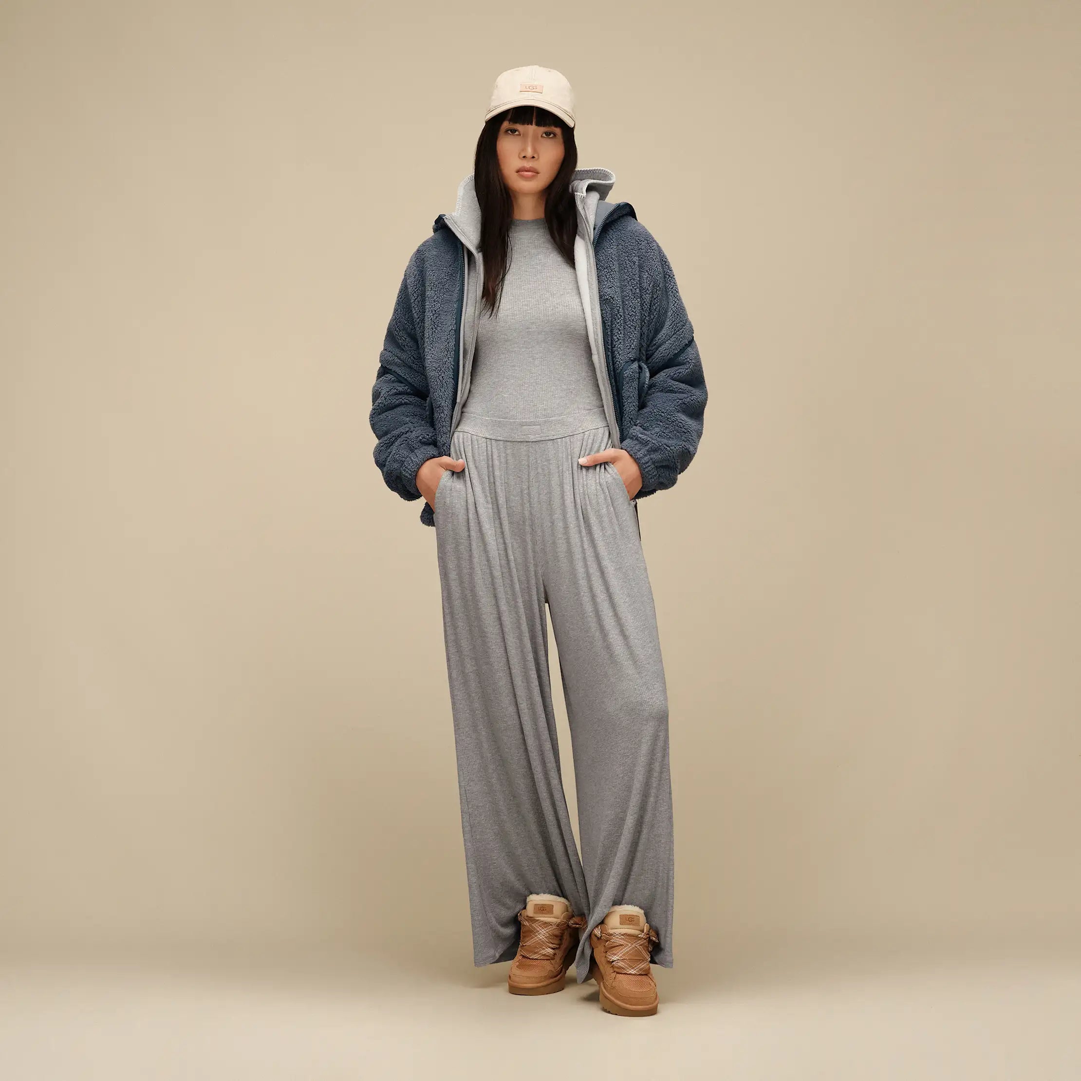 Women's Imogen Wide Leg Pant Rib - GREY HEATHER