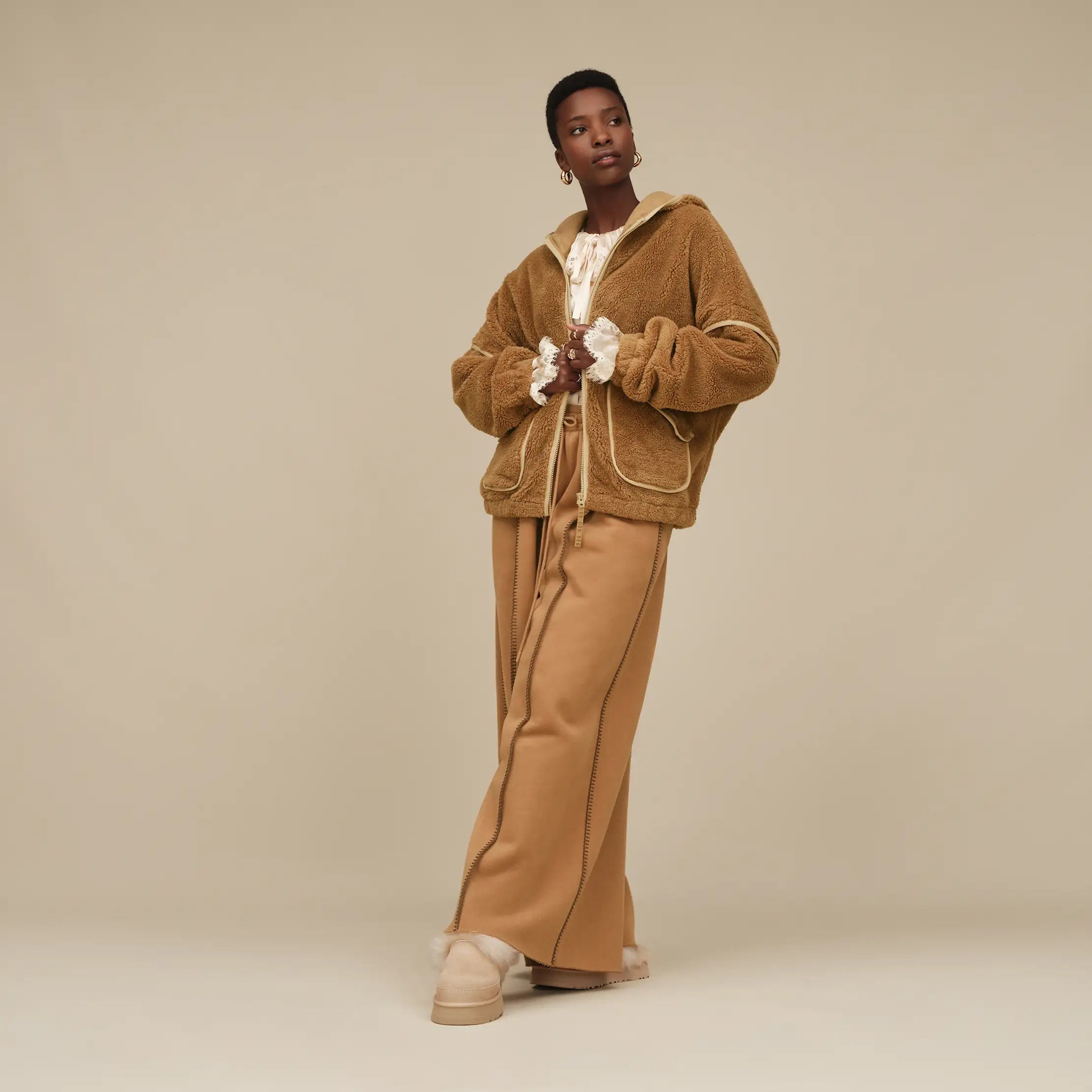 Women's Mariella UGGfluff Zip Hoodie - CHESTNUT