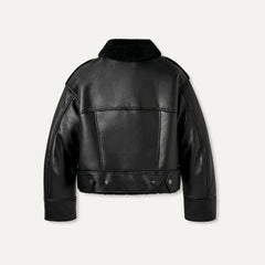 Women's Finnian LuxeFluff Moto Jacket - BLACK