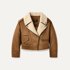 Women's Finnian LuxeFluff Moto Jacket - CHESTNUT