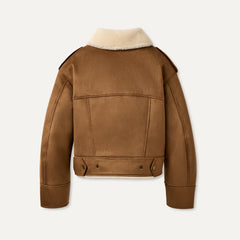 Women's Finnian LuxeFluff Moto Jacket - CHESTNUT