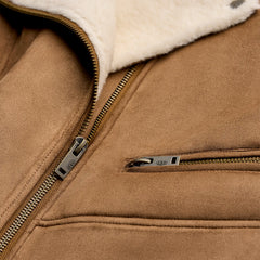 Women's Finnian LuxeFluff Moto Jacket - CHESTNUT