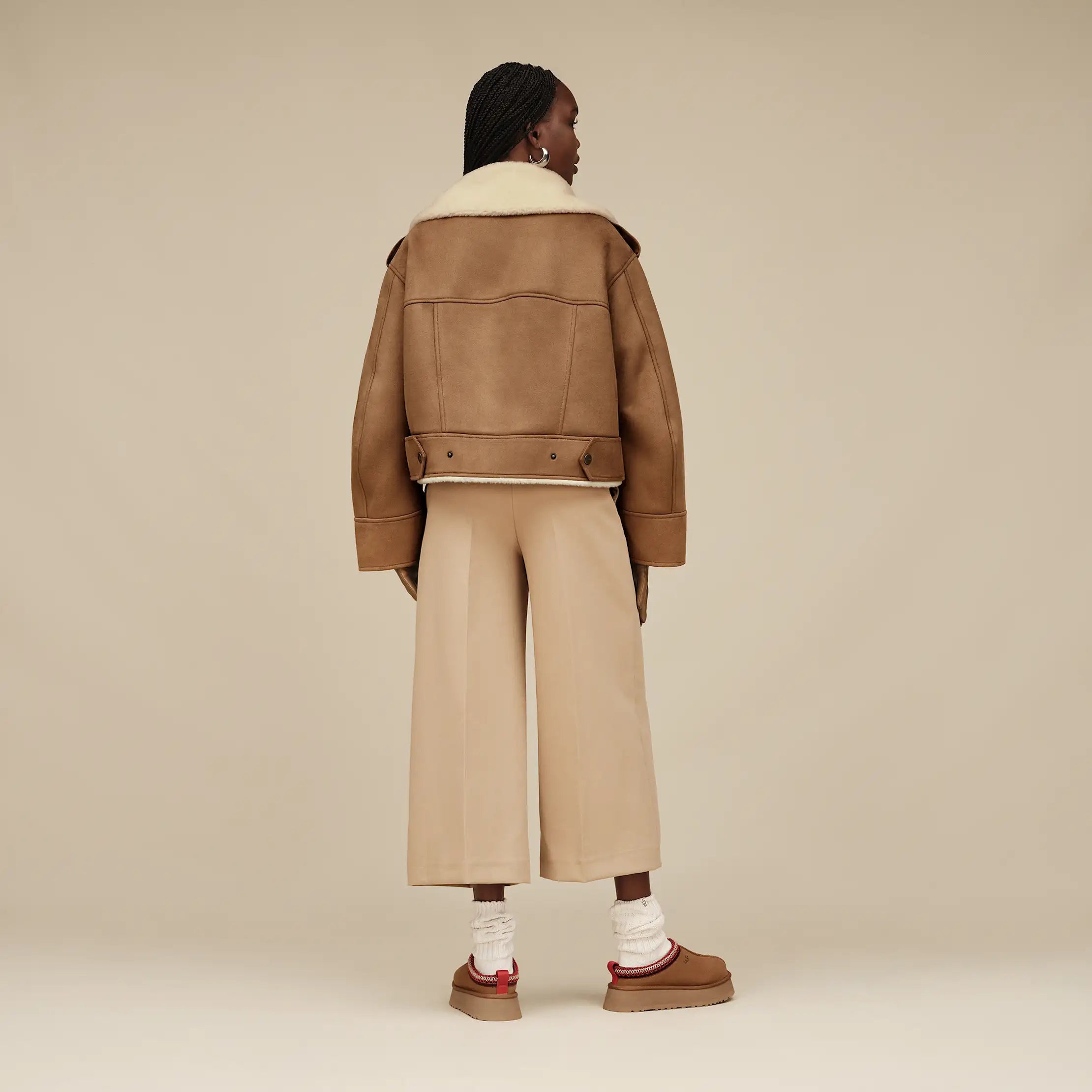 Women's Finnian LuxeFluff Moto Jacket - CHESTNUT