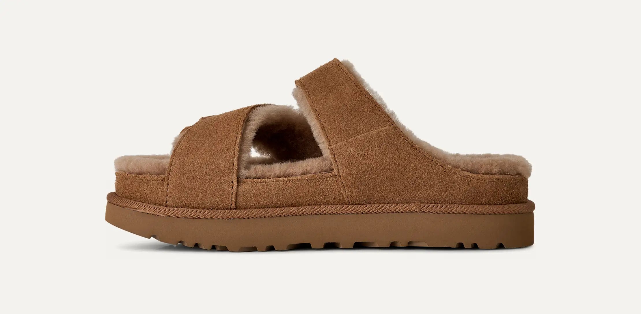 Women's Greenport Cross Strap Slide - CHESTNUT