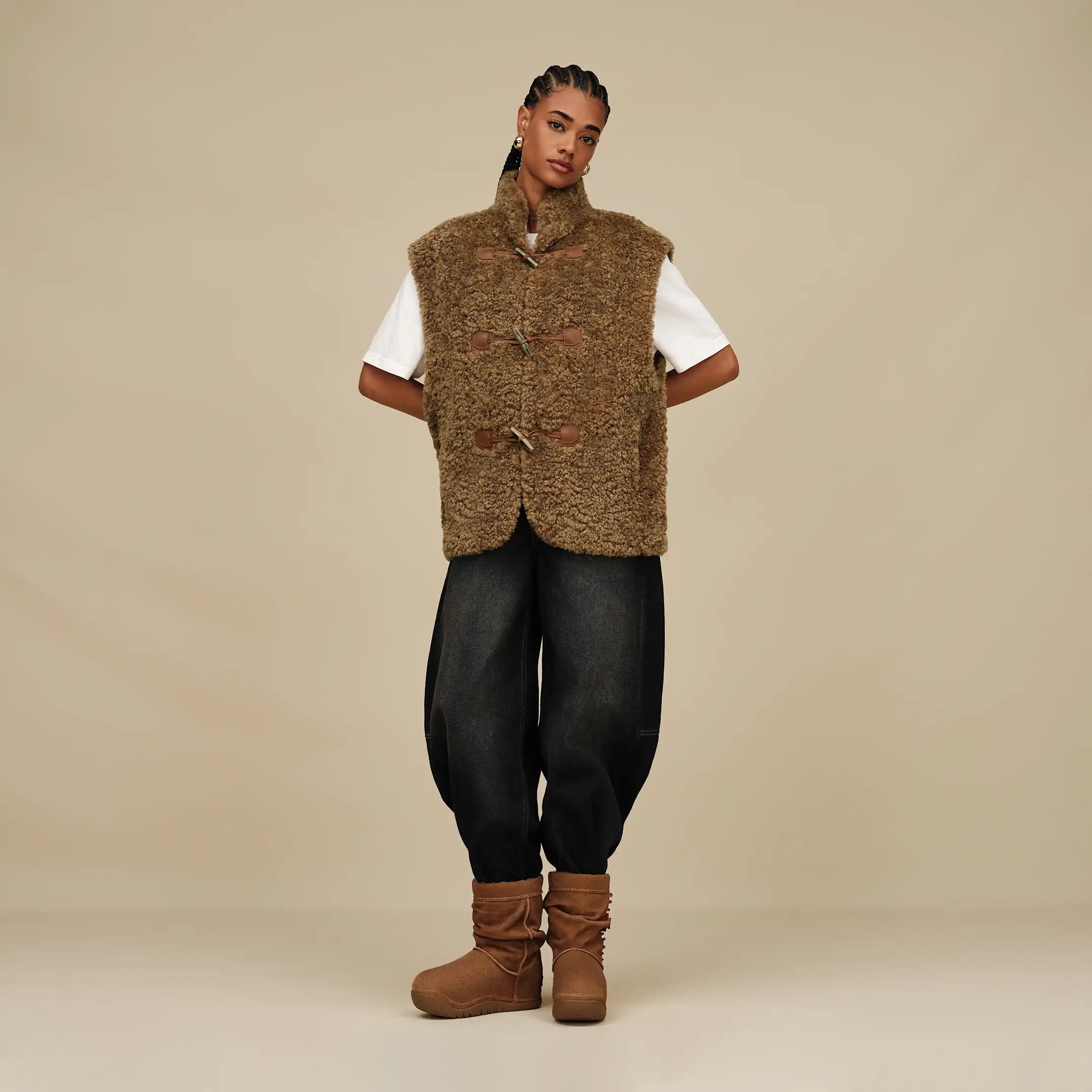 Women's Niah Toggle Vest - COFFEE GROUNDS