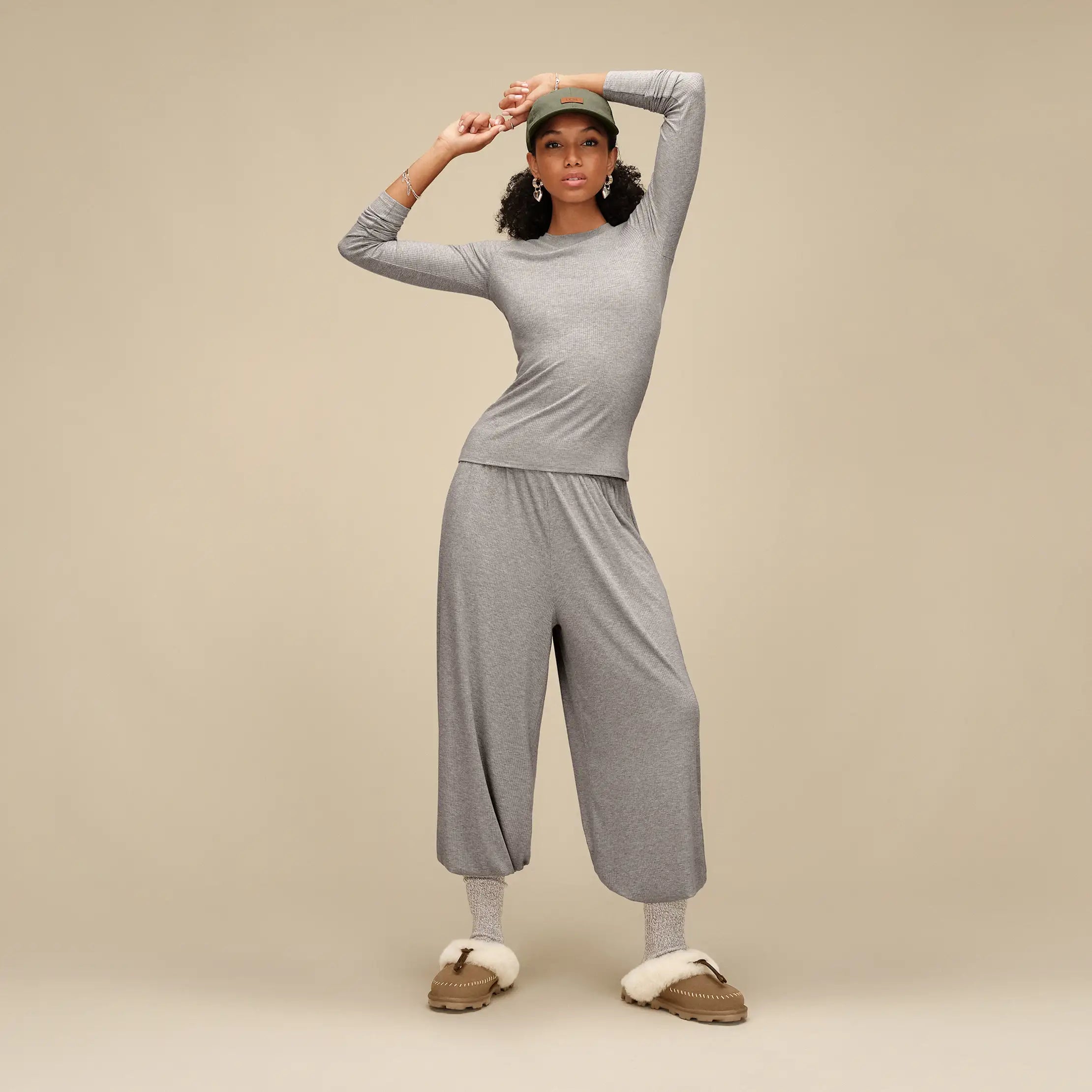 Women's Aidelene Long Sleeve Rib Tee - GREY HEATHER