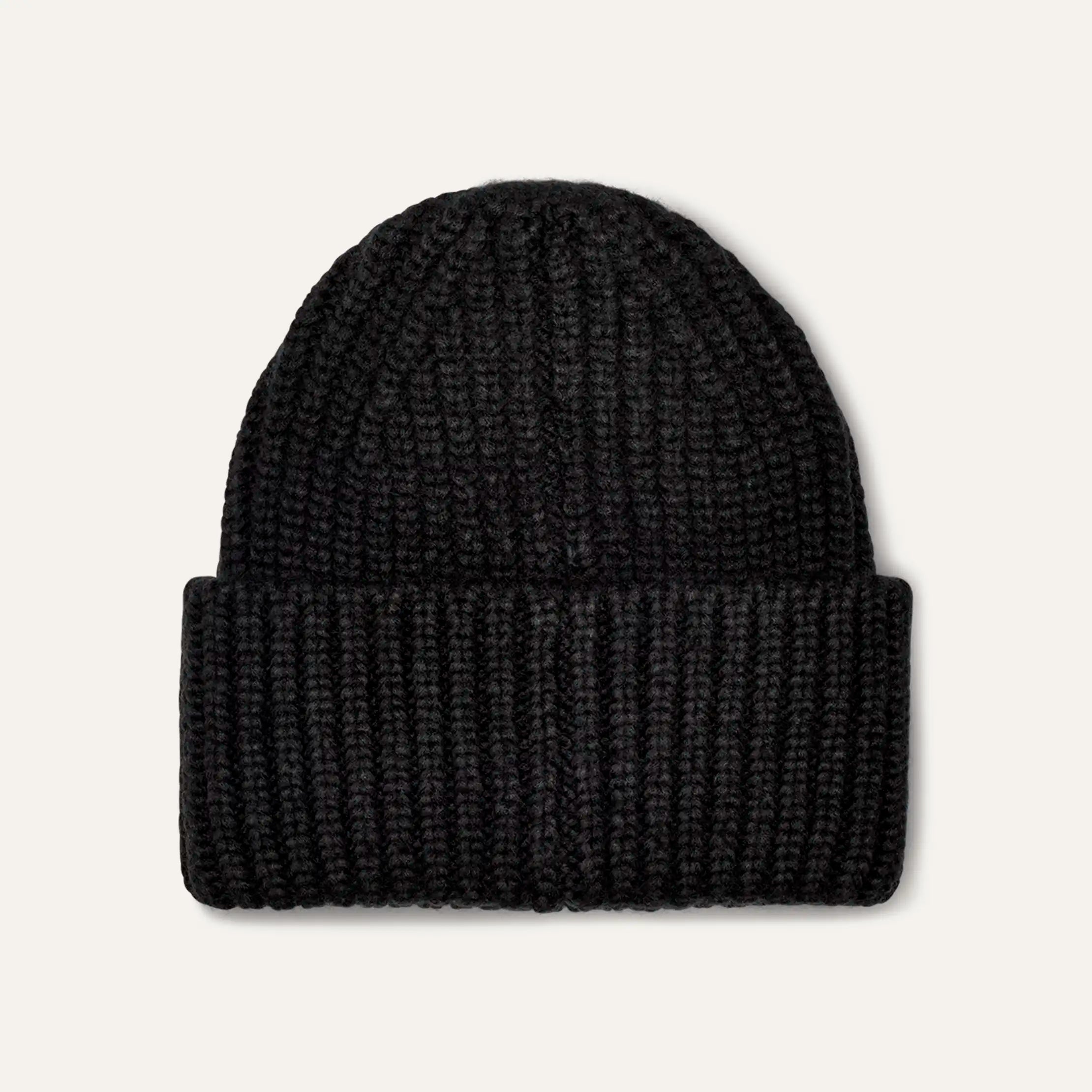 Women's Chunky Rib Beanie - BLACK