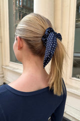 Navy with White Polka Dots
