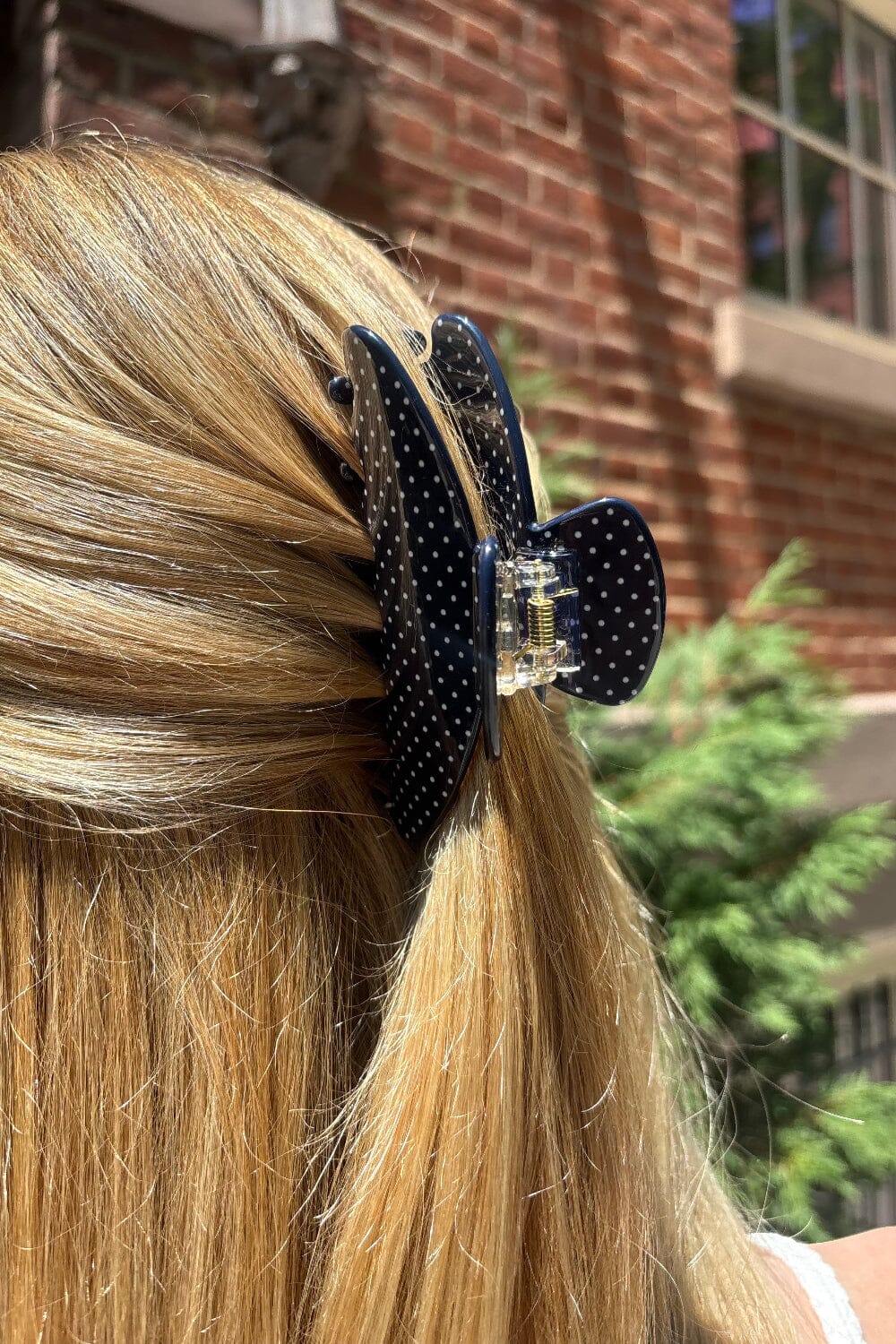 Navy With White Polka Dots