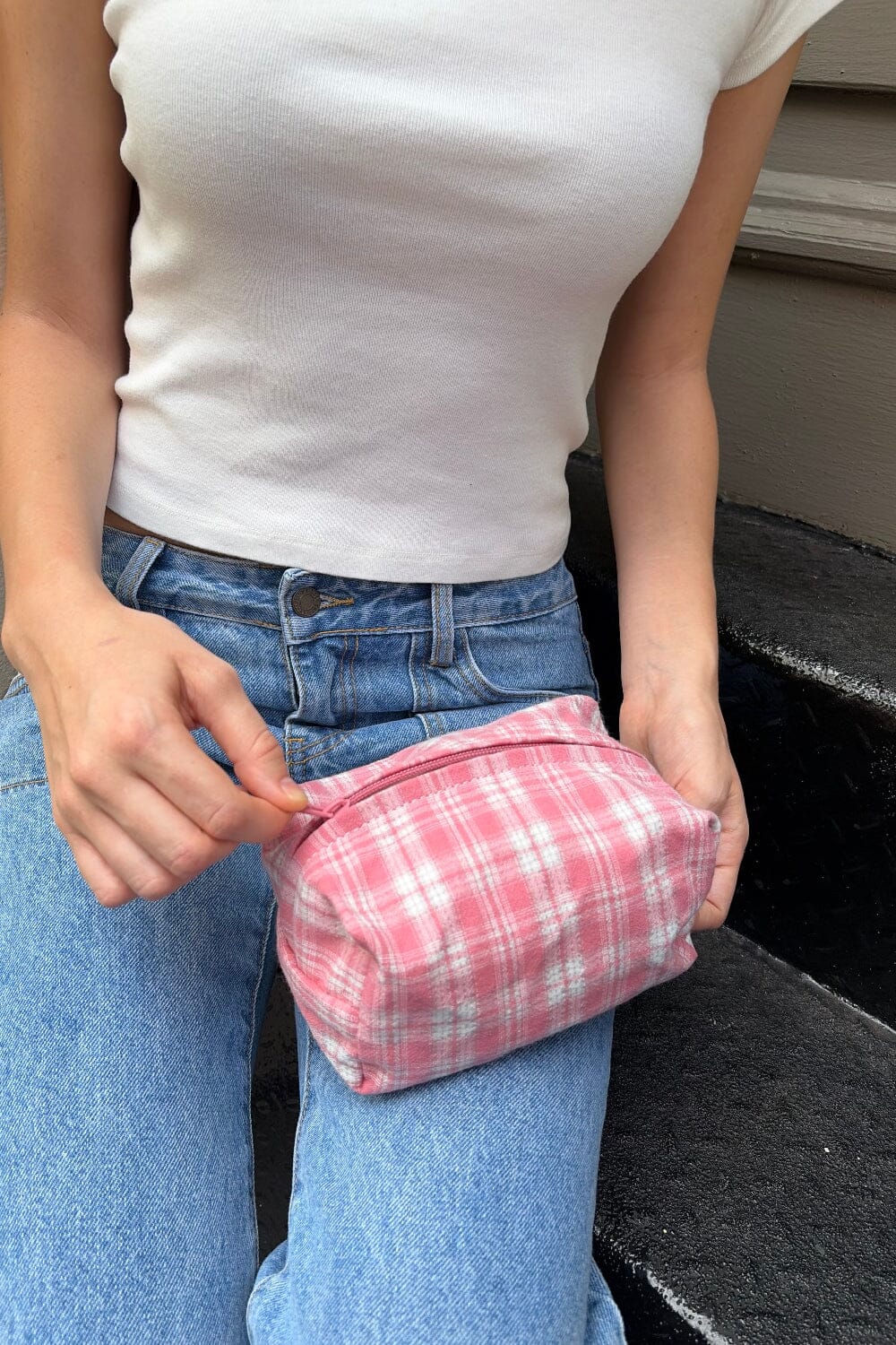Bubblegum Pink with White Plaid